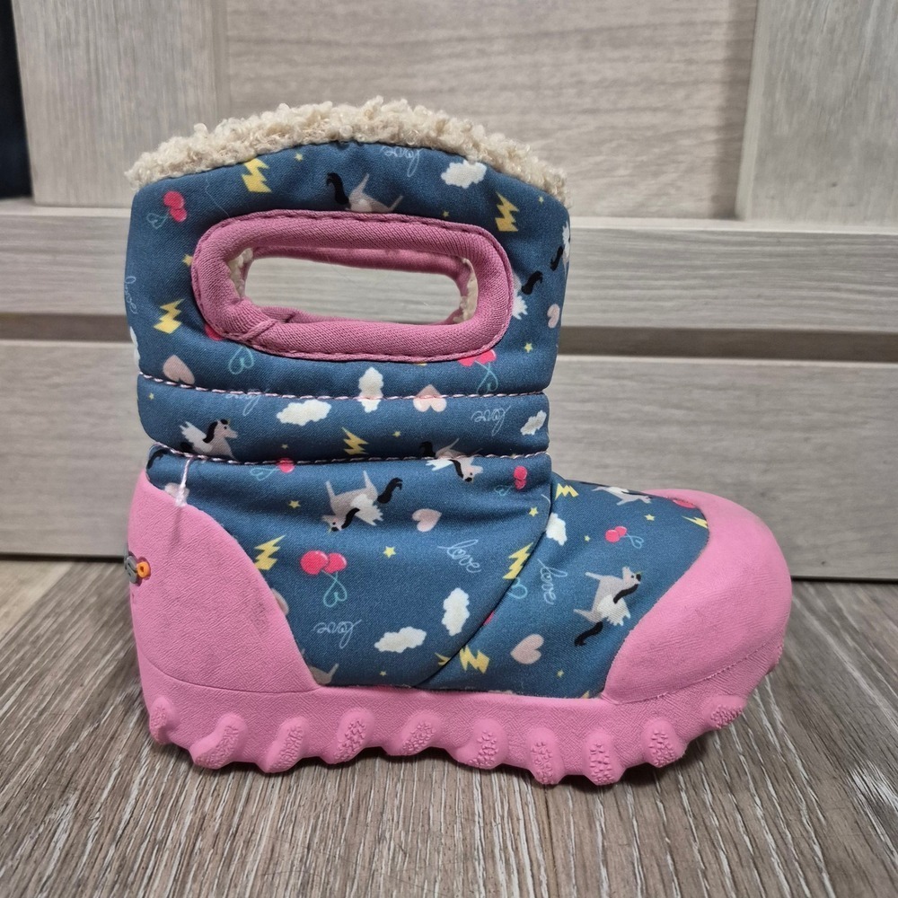 BOGS Kids Waterproof Insulated Boots Pink Unicorn Clouds Size Toddler 5
